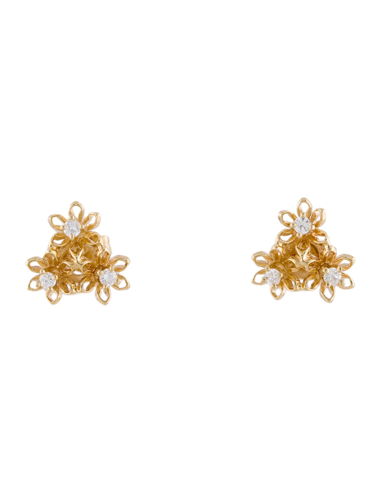 Earrings 14K Diamond Flower Stud Earrings