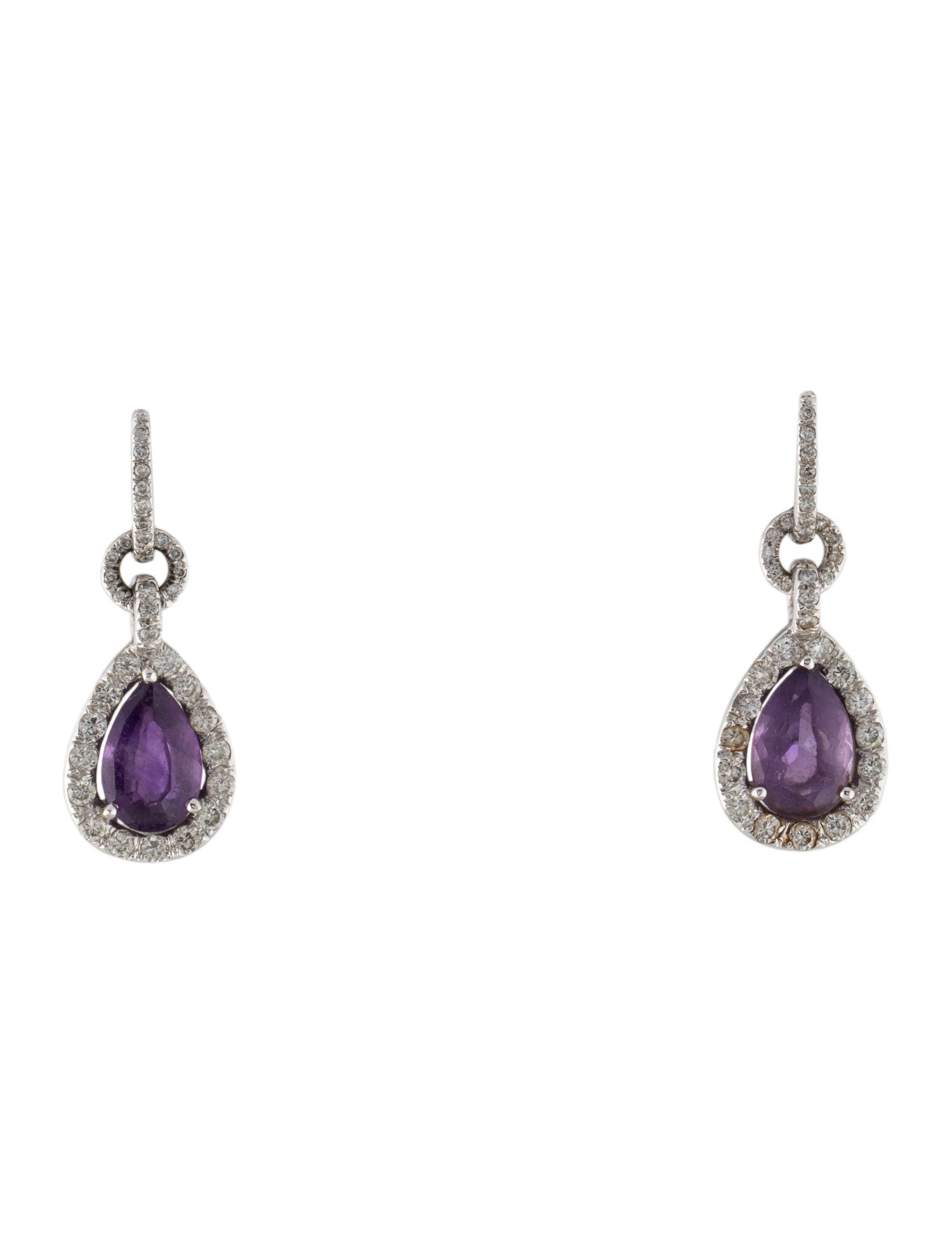 Earrings 18K 2.45ct Amethyst & Diamond Drop Earrings