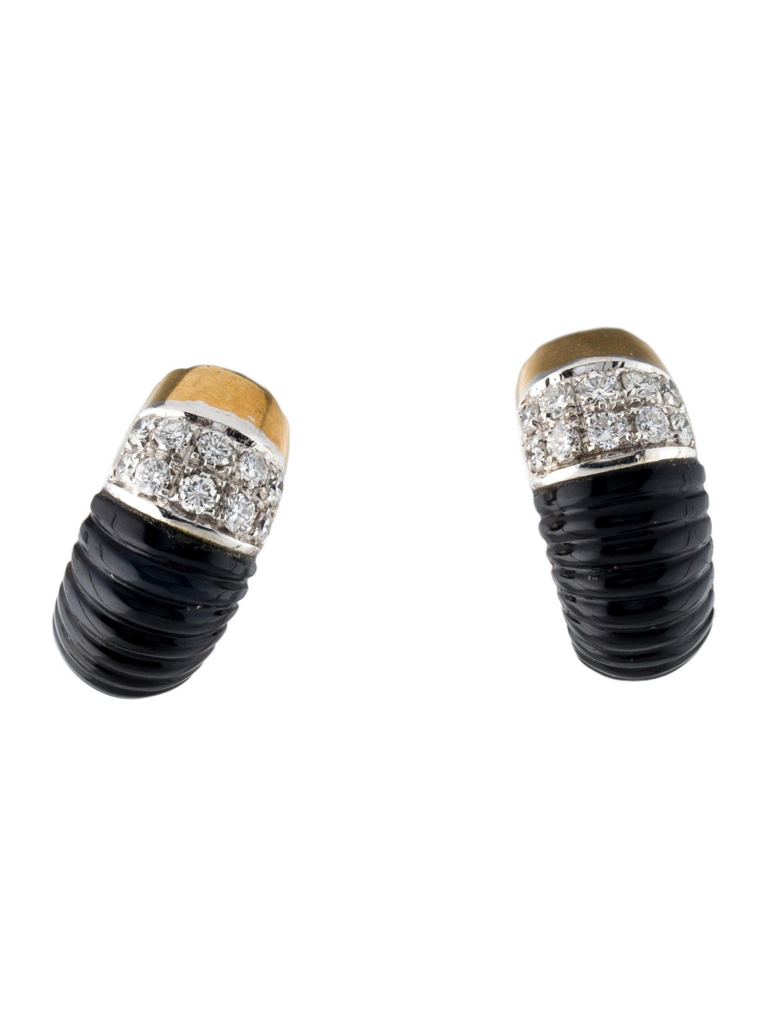 Earrings 18K Diamond & Onyx Clip-On