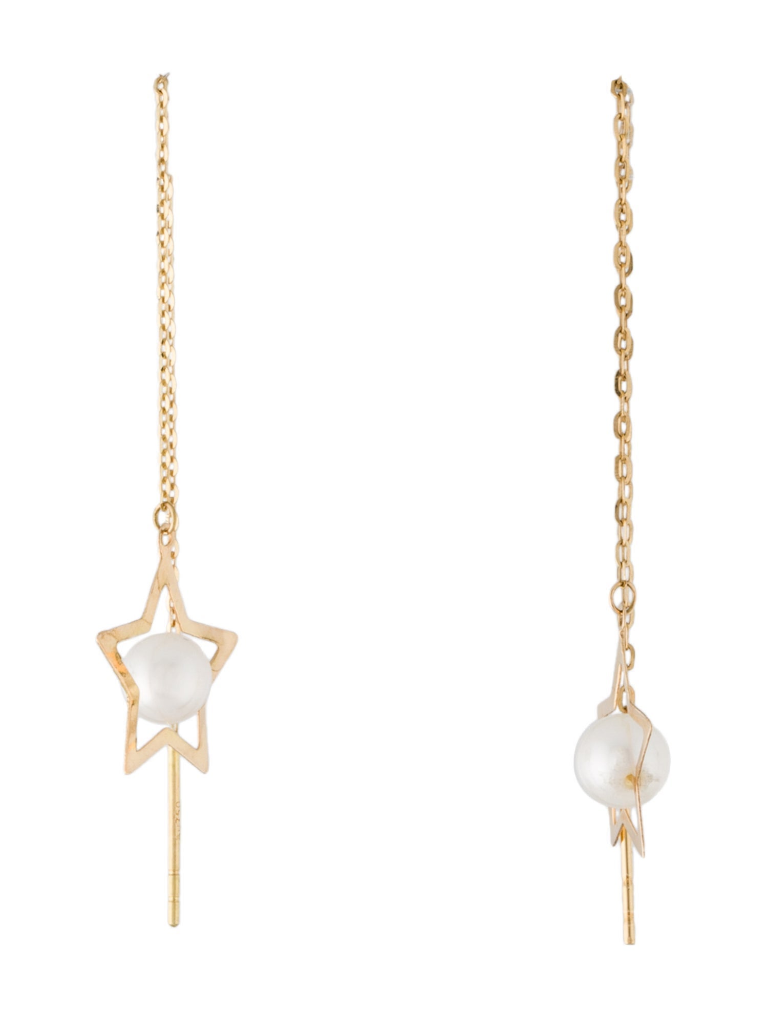 Earrings 18K Pearl Star Drop Earrings