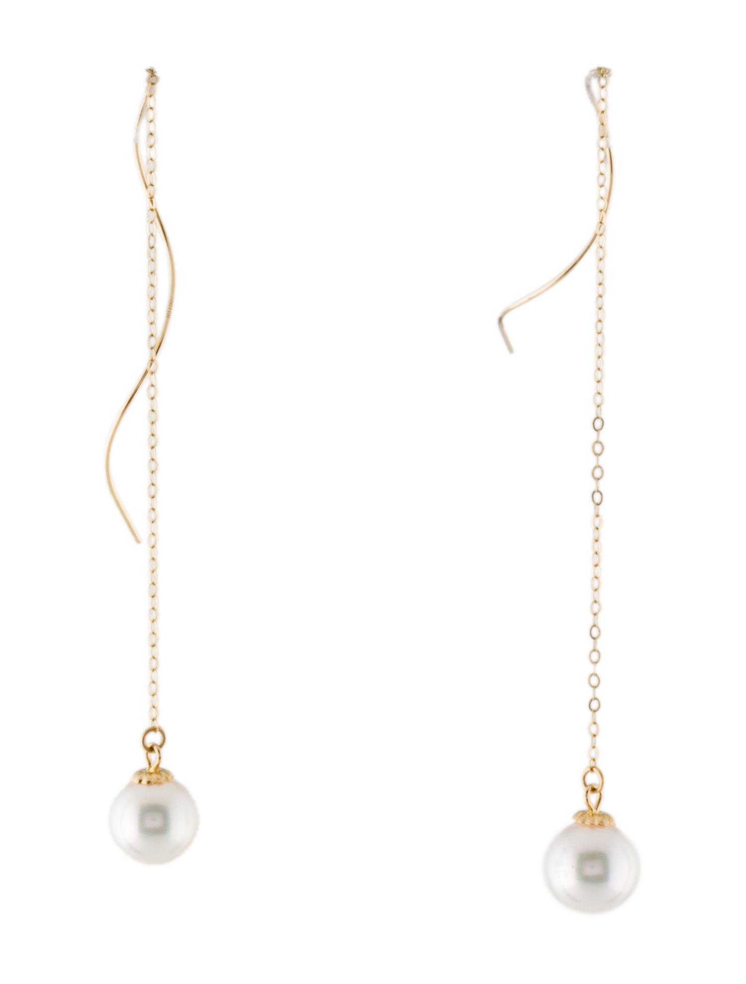 Earrings 18K Pearl Threader Drop Earrings