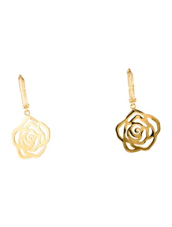 Earrings 14K Faceted Rose Drop Earrings