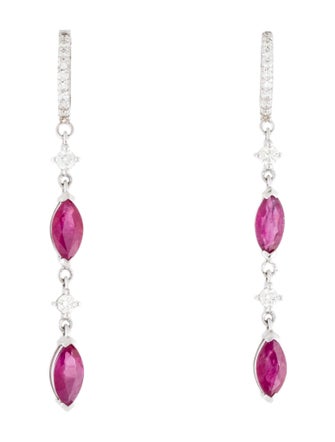 Earrings 14K Ruby & Diamond Drop Earrings