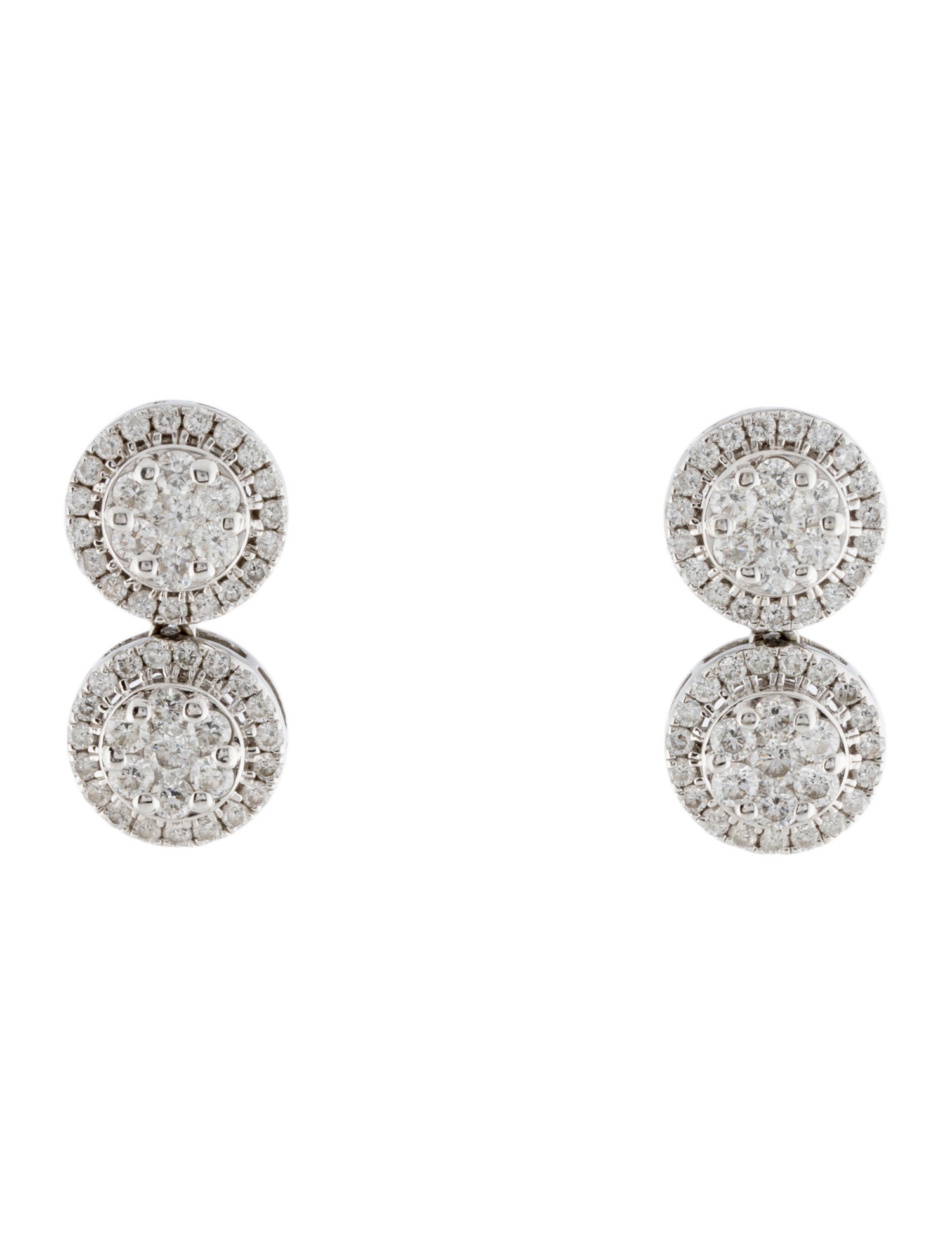 Earrings 14K 1.56ctw Diamond Cluster Drop