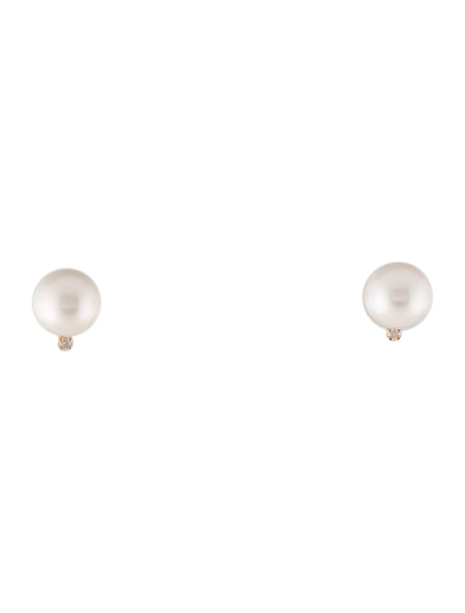 Earrings 14K Pearl & Diamond Stud Earrings