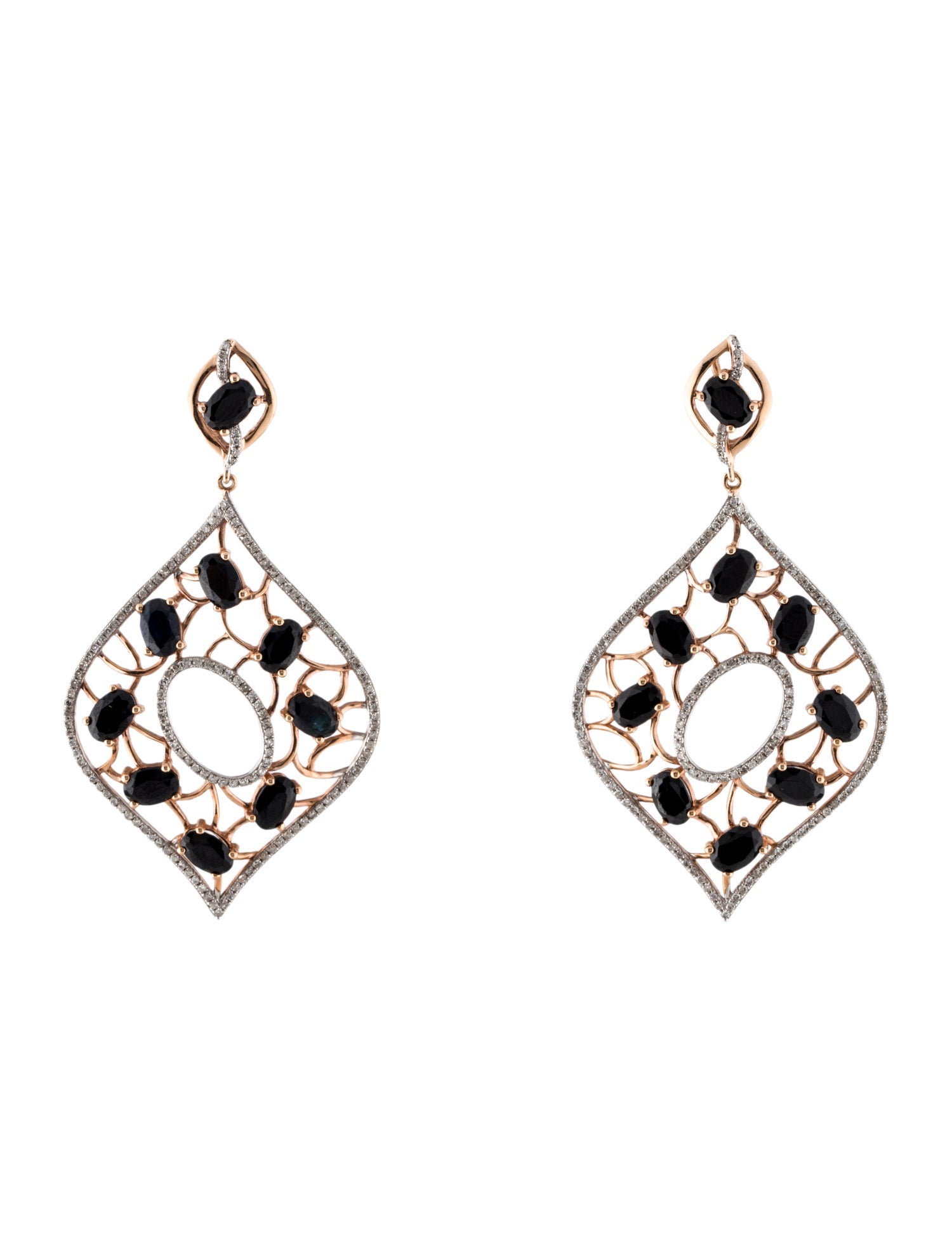 Earrings 14K 7.36ctw Spinel, Sapphire & Diamond Earclip Drop Earrings