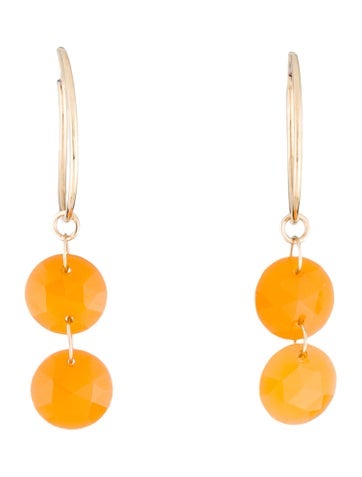 Earrings Drop 14K Carnelian Enhancers & Hoop