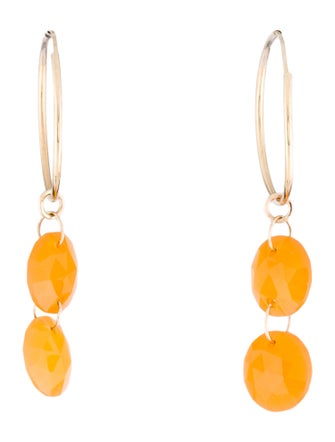 Earrings 14K Carnelian Enhancers & Hoop Drop Earrings