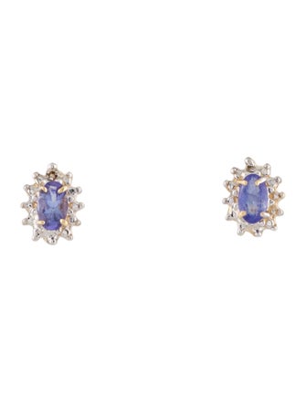 Earrings 14K Tanzanite & Diamond Stud Earrings