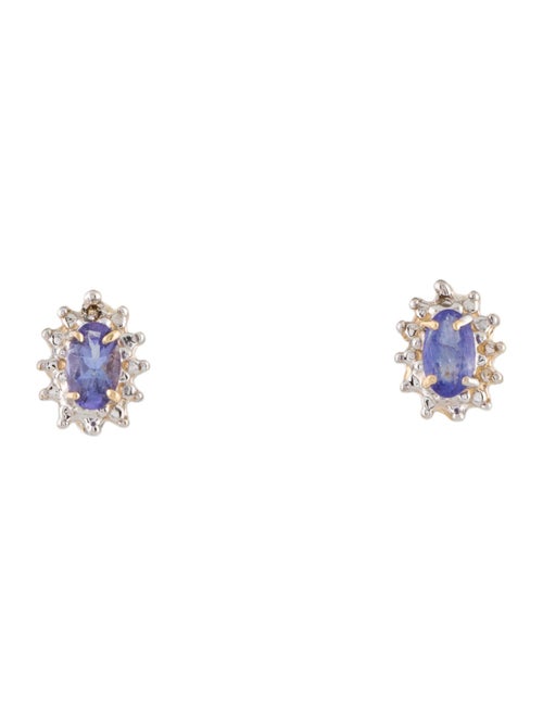 Earrings 14K Tanzanite & Diamond Stud Earrings