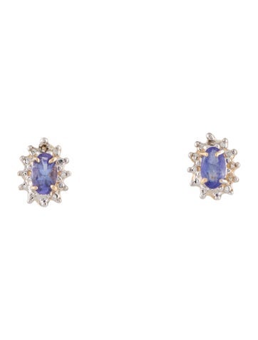 Earrings Stud 14K Tanzanite & Diamond