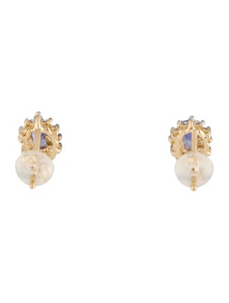 Earrings 14K Tanzanite & Diamond Stud Earrings