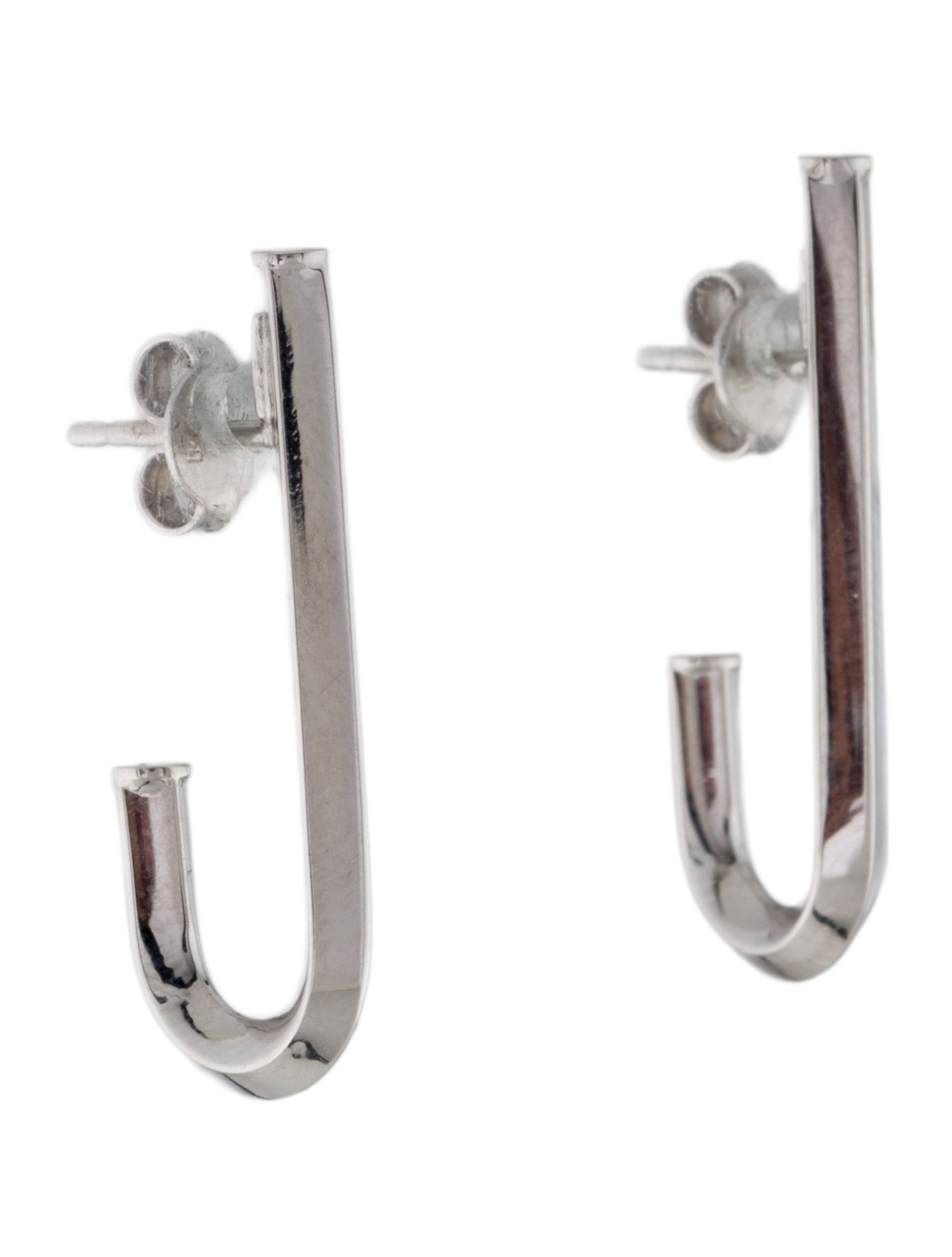 Earrings 14K Hollow J-Hoop Drop Earrings