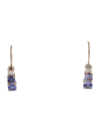 Earrings 14K Tanzanite.& Diamond Drop Earrings