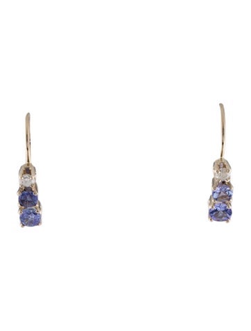 Earrings Drop 14K Tanzanite.& Diamond