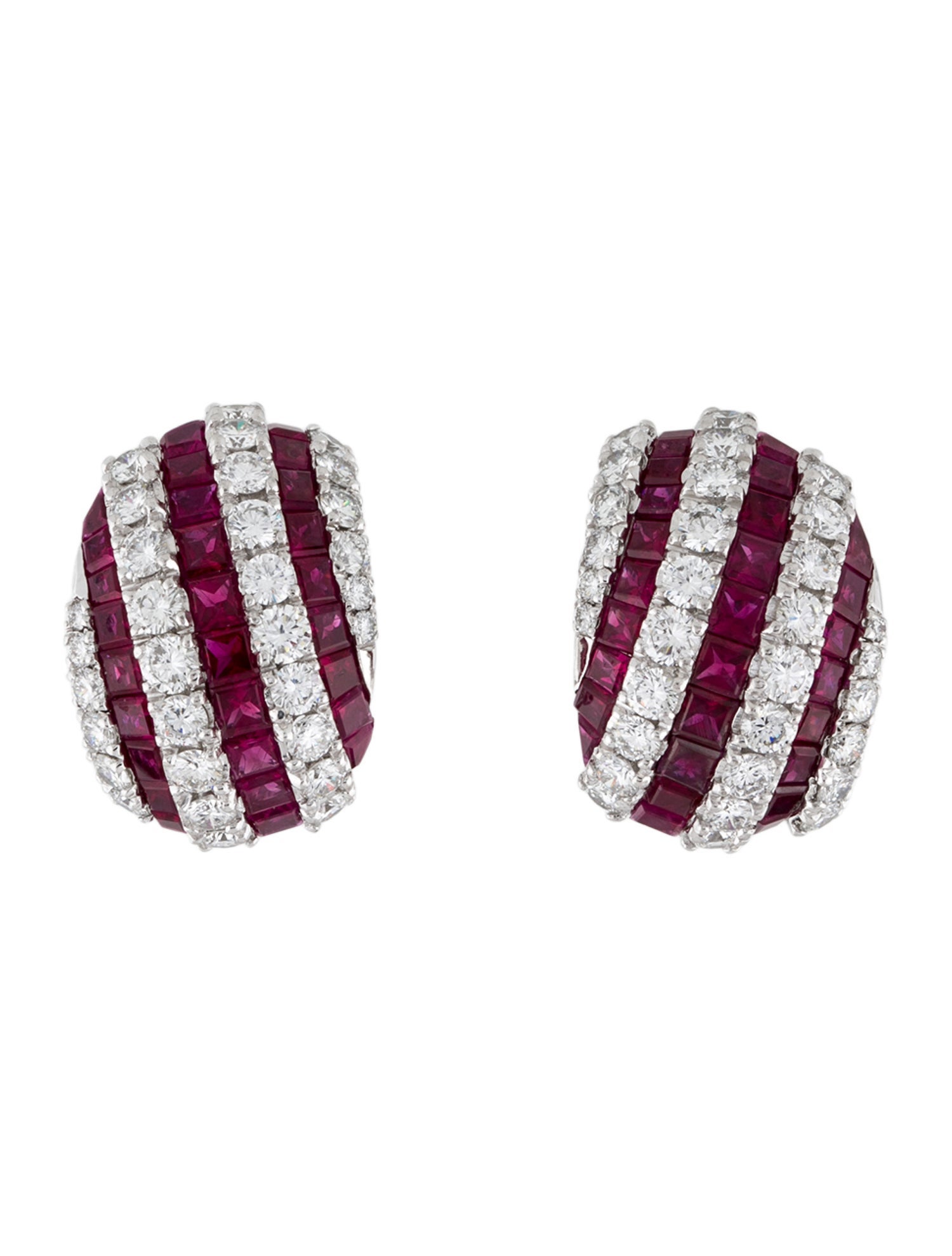 Earrings 18K Ruby & Diamond Earclips