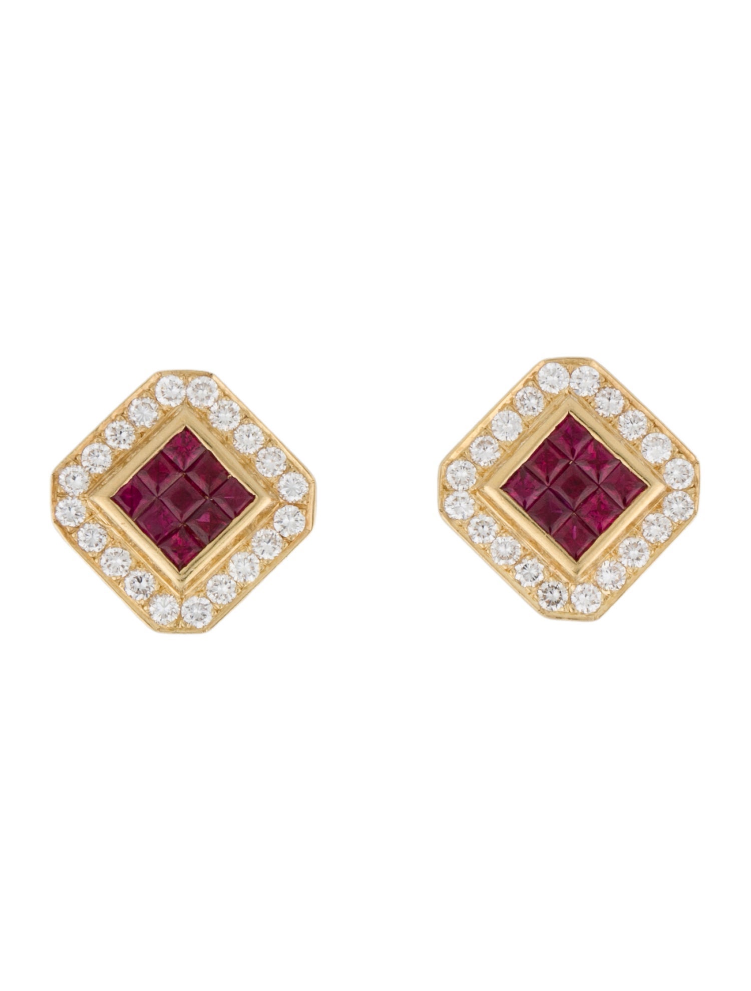 Earrings 18K Ruby & Diamond Earclips
