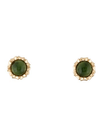 Earrings Stud 14K Nephrite