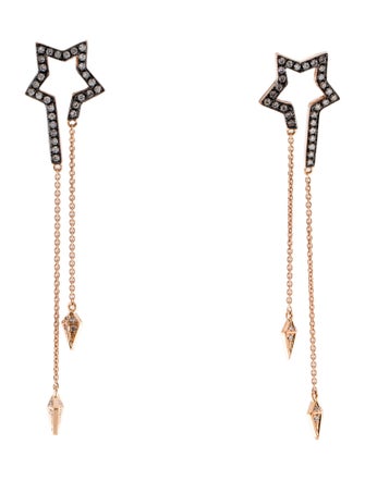 Earrings 18K Diamond Star Chain Drop Earring