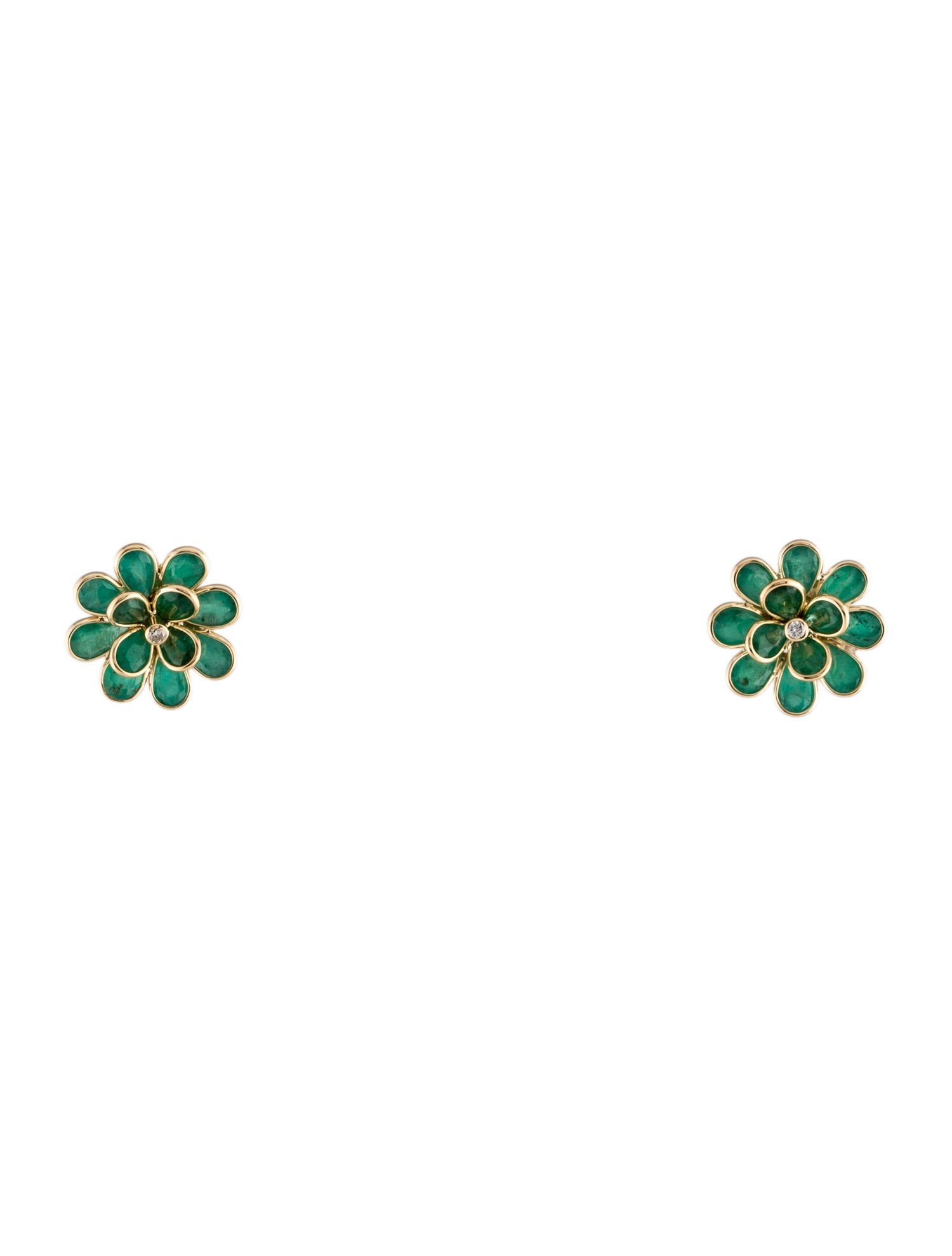 Earrings 18K 3.73ctw Emerald & Diamond Stud Earrings