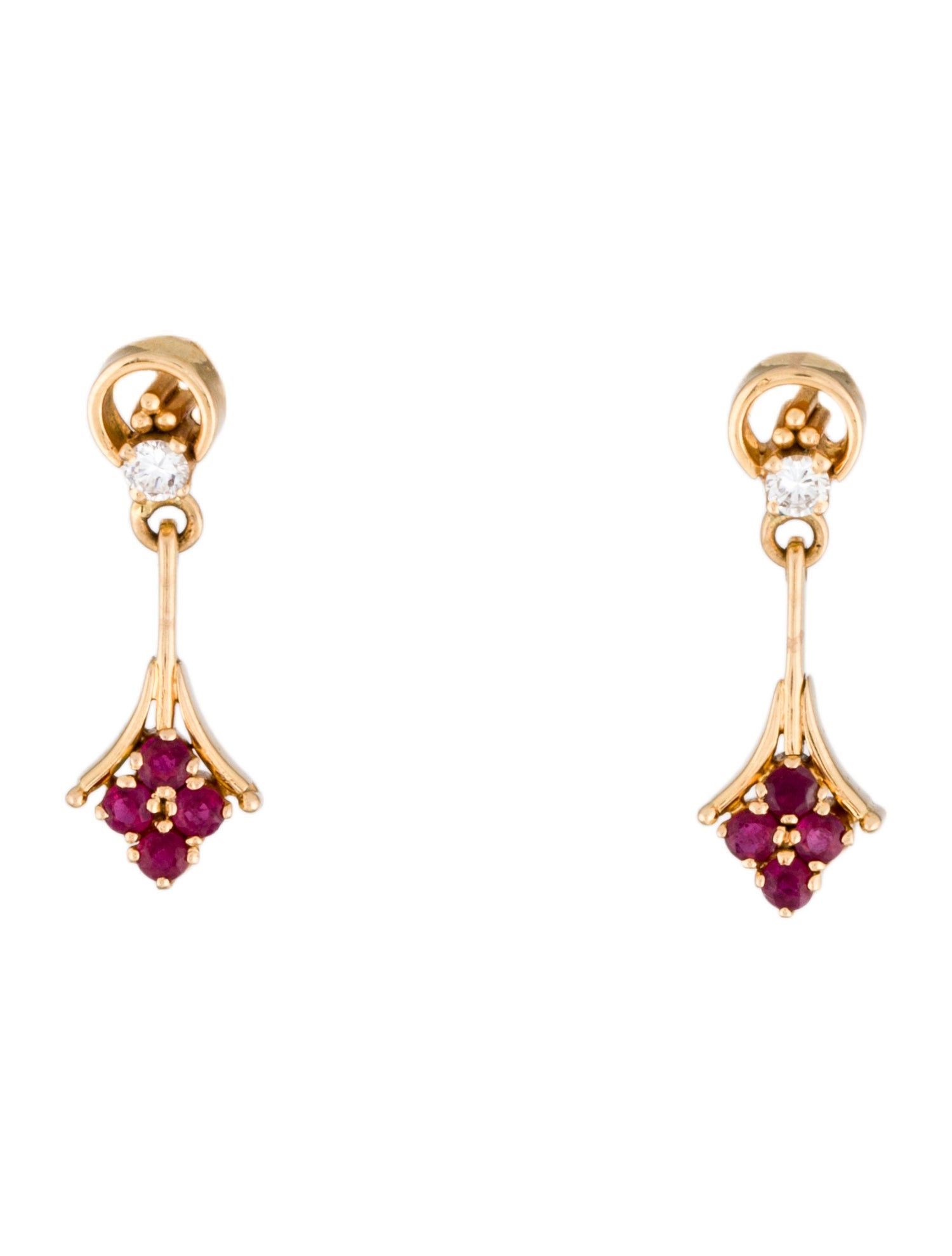 Earrings 18K Ruby & Diamond Drop Earrings