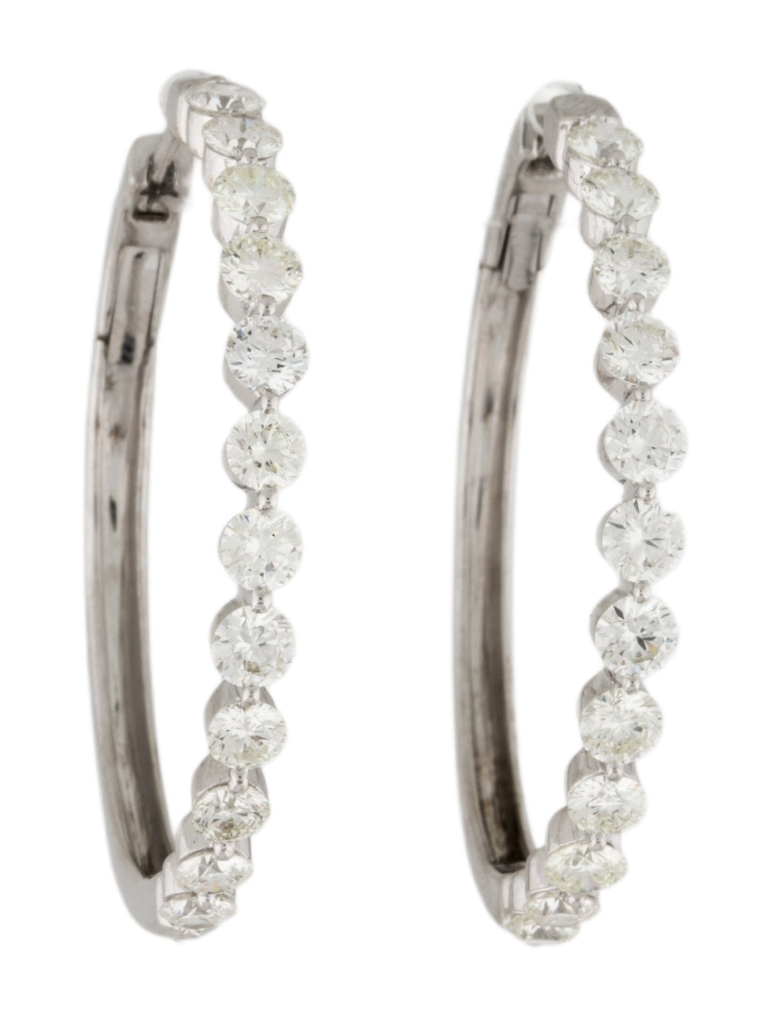 Earrings 18K 3.60ctw Diamond Hoop