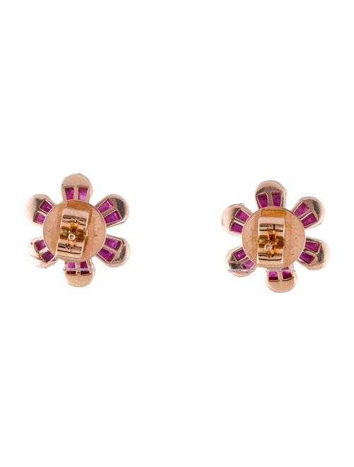 Earrings 14K 1.38ctw Ruby & Diamond Flower Stud Earrings