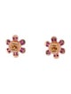 Earrings 14K 1.38ctw Ruby & Diamond Flower Stud Earrings