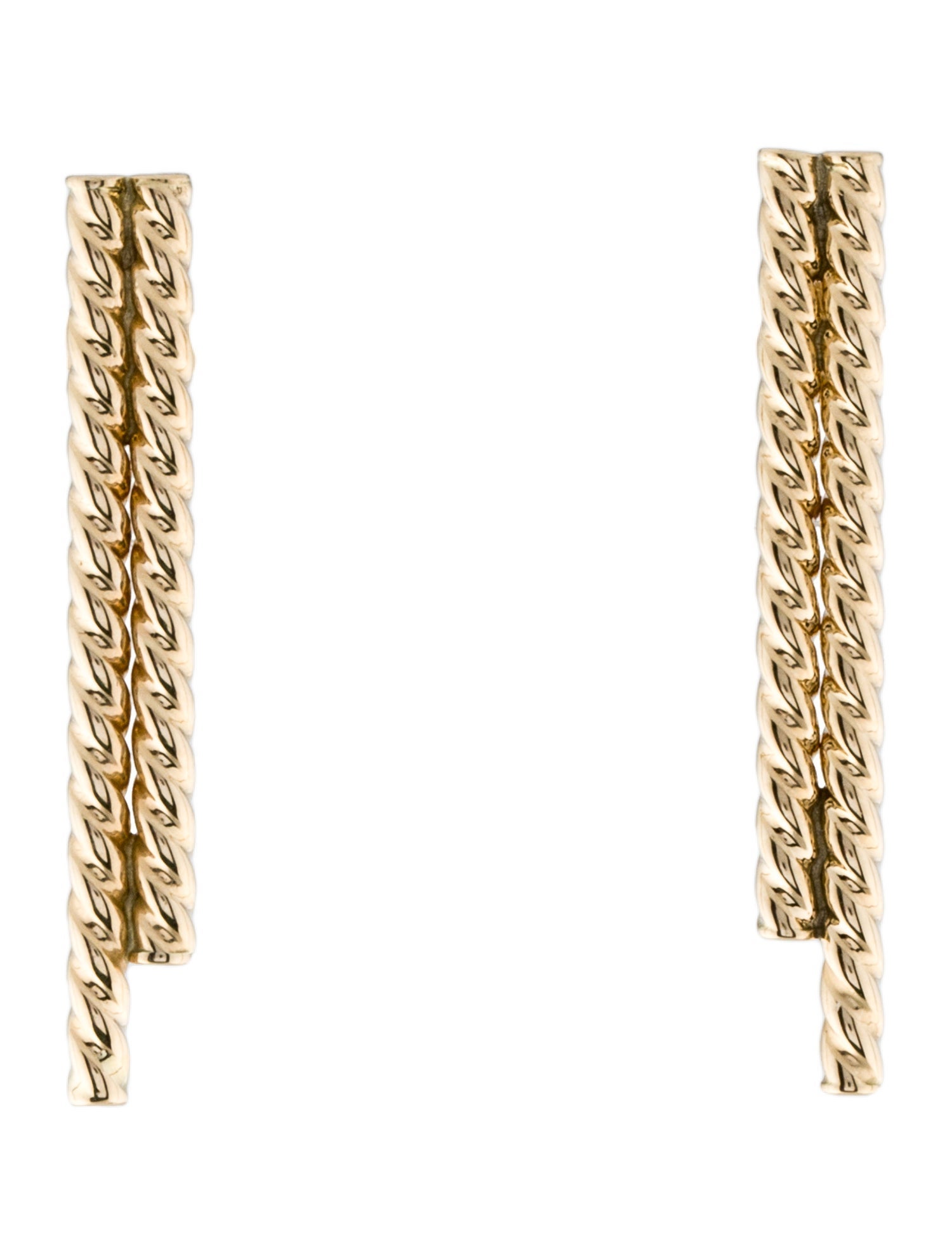 Earrings 14K Textured Double Bar Drop Earrings