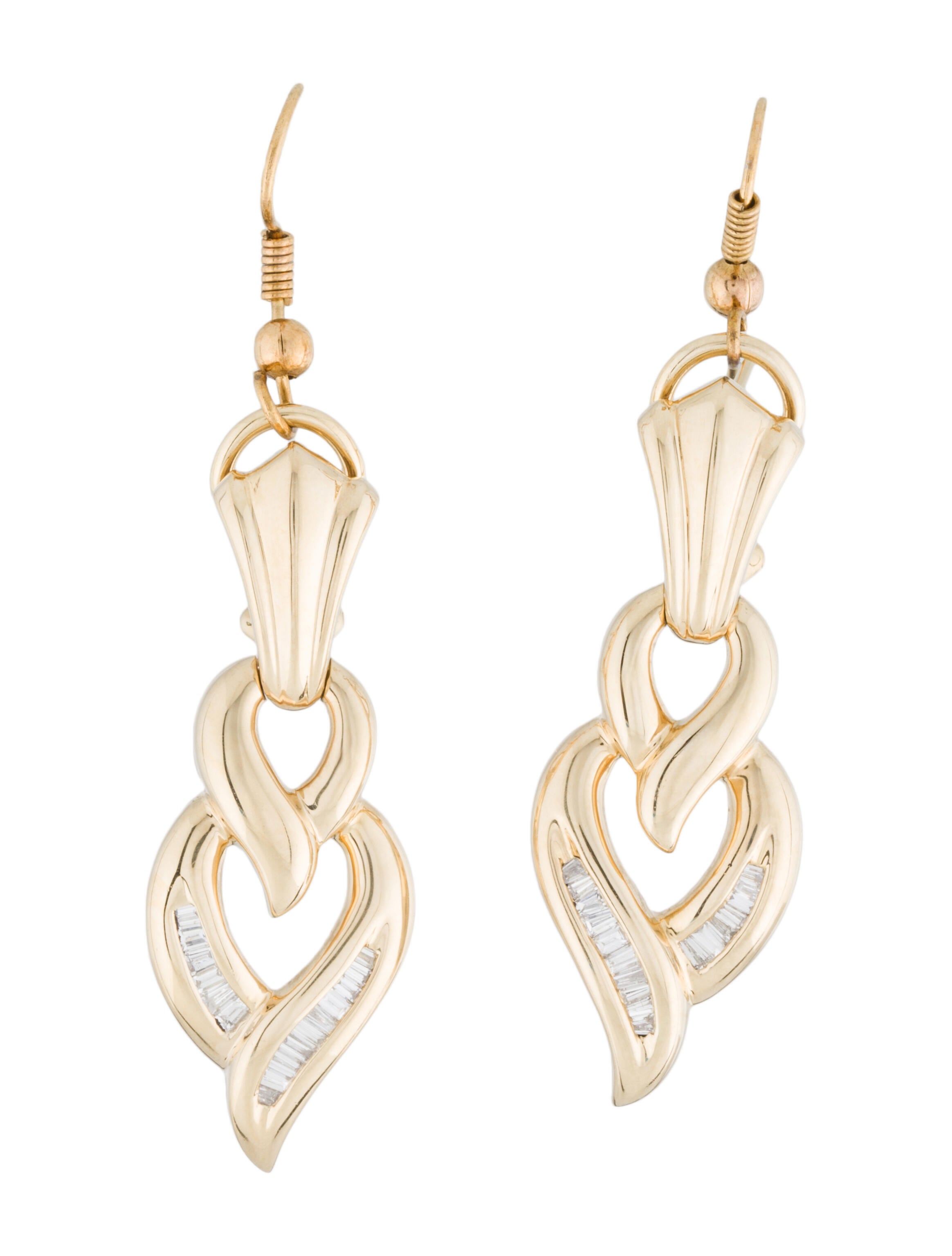 Earrings 14K Diamond Heart Drop Earrings
