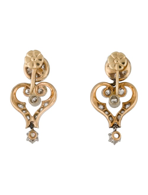 Earrings 14K Two-Tone Diamond Heart Earrings