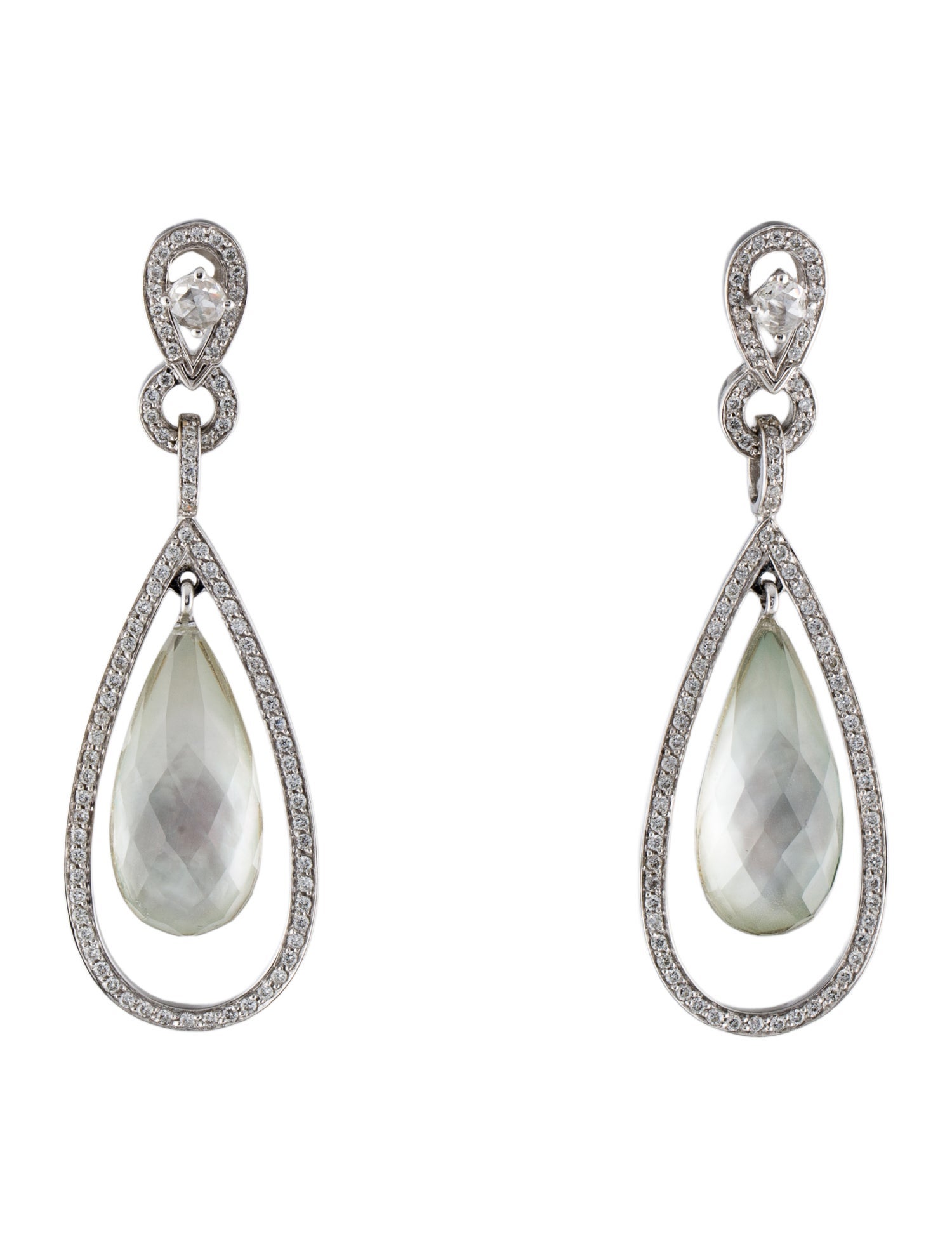 Earrings 18K Mother of Pearl Doublet & Diamond Drop Earrings