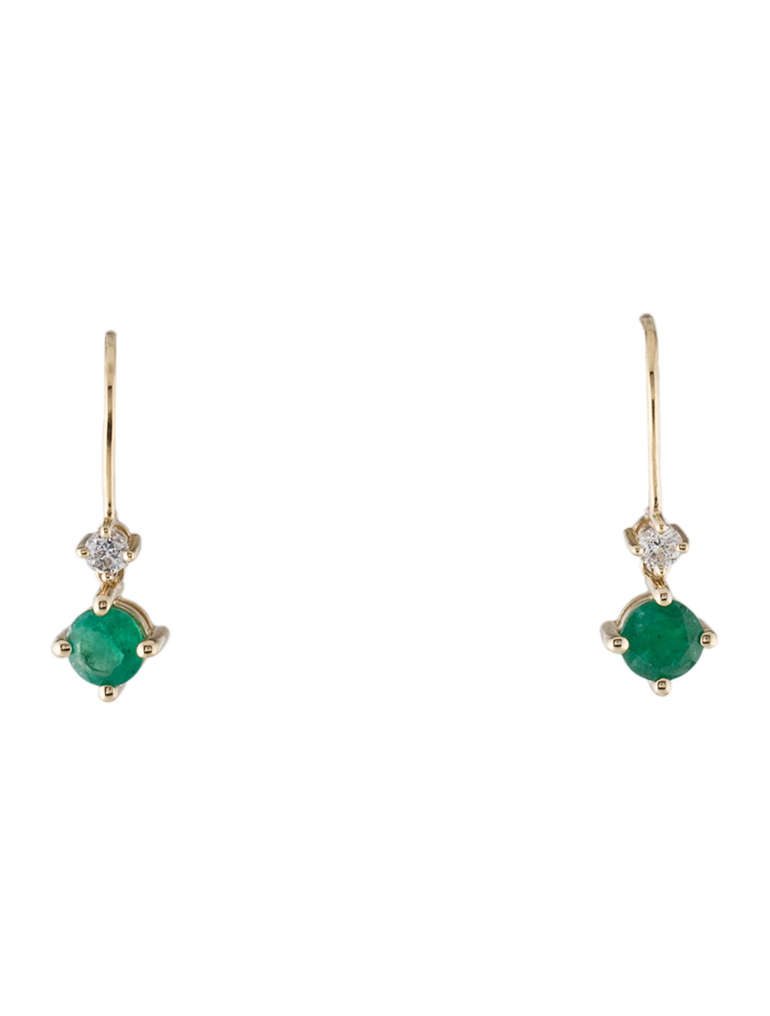 Earrings 14K Emerald & Diamond Drop Earrings