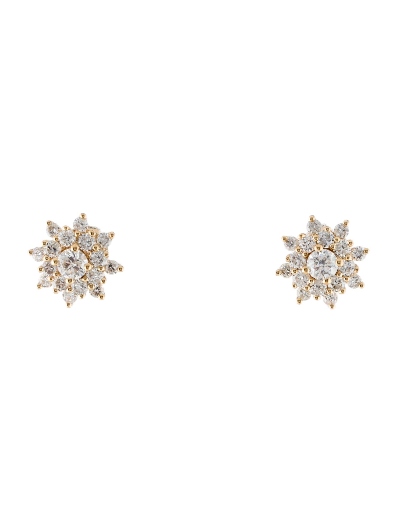 Earrings 14K Diamond Floral Stud Earrings