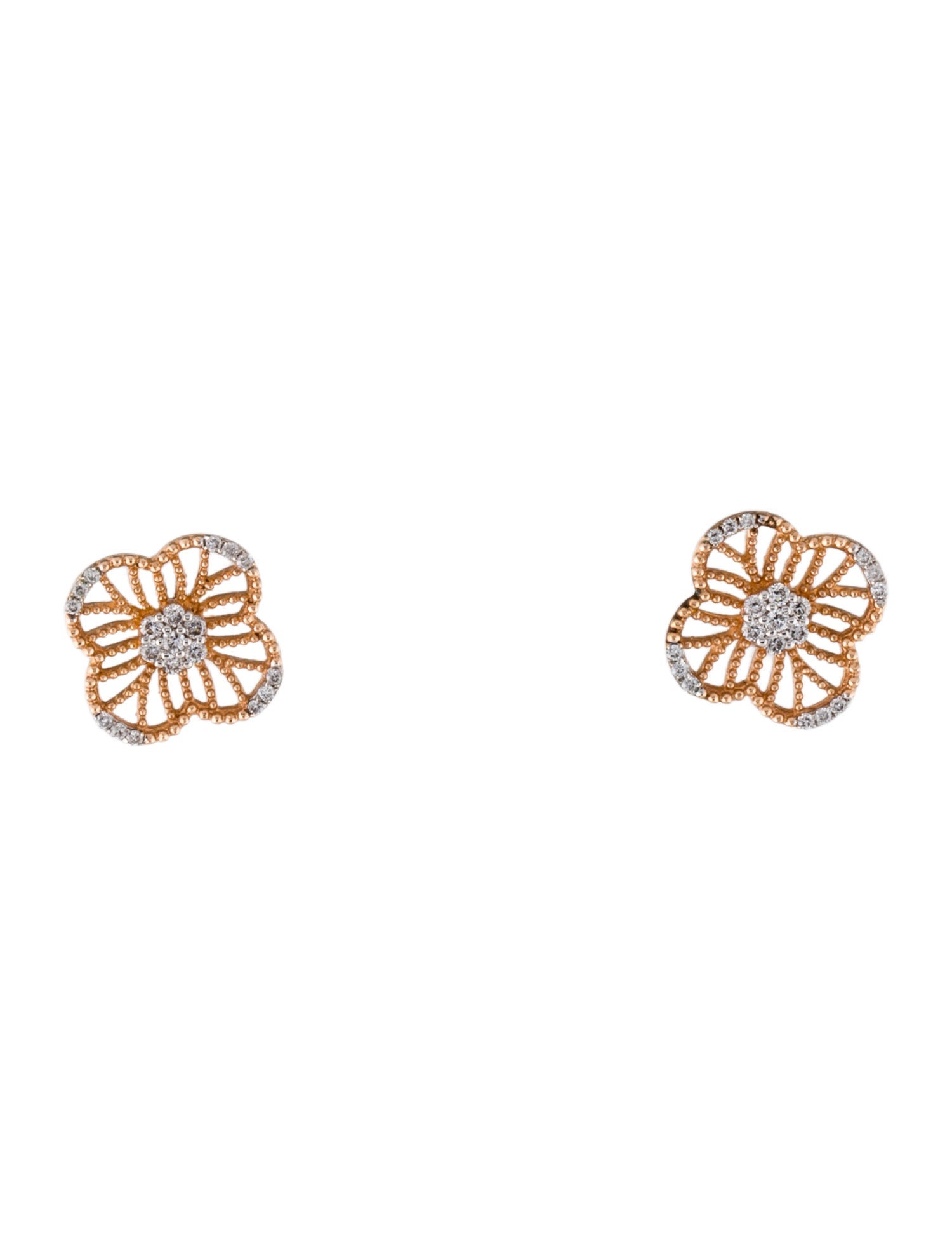 Earrings 14K Diamond Flower Stud Earrings