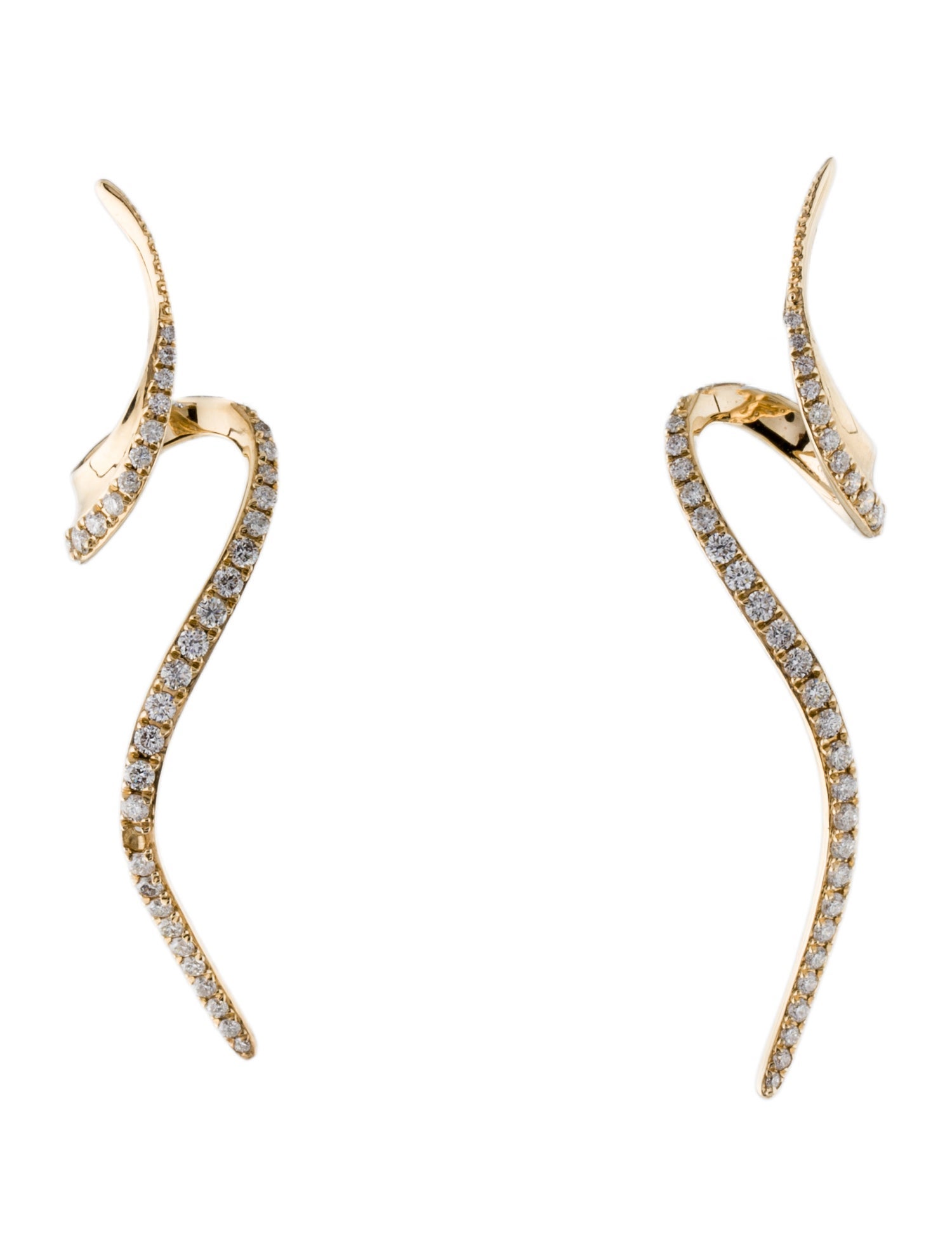 Earrings 14K Diamond Spiral Drop