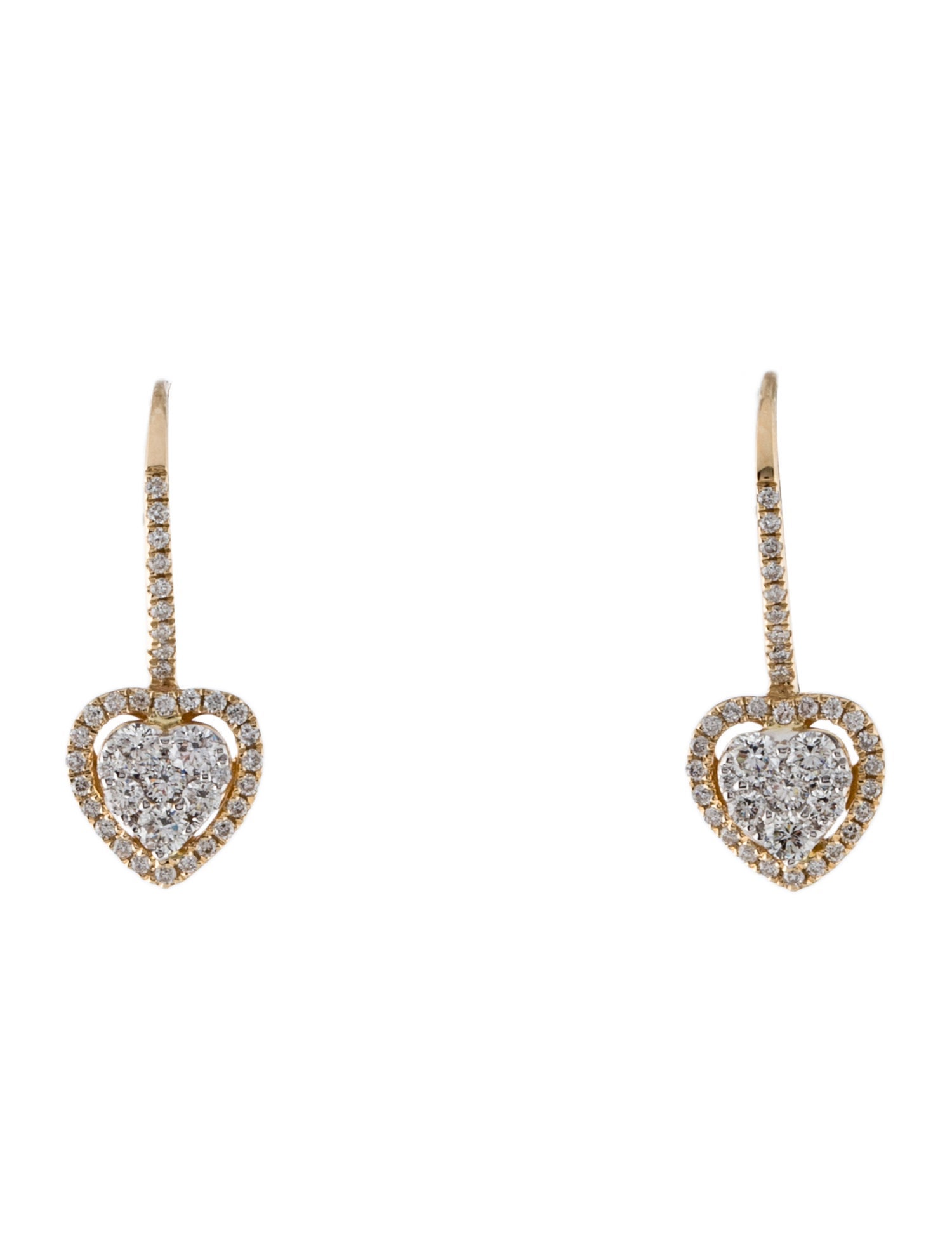 Earrings 14K Diamond Heart Drop Earrings