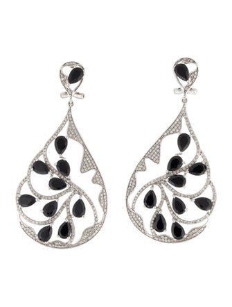 Earrings 14K Diamond, Black, Sapphire, & Spinel Drop Earrings