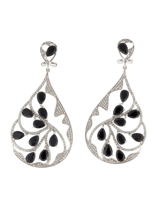 Earrings 14K Diamond, Black, Sapphire, & Spinel Drop Earrings