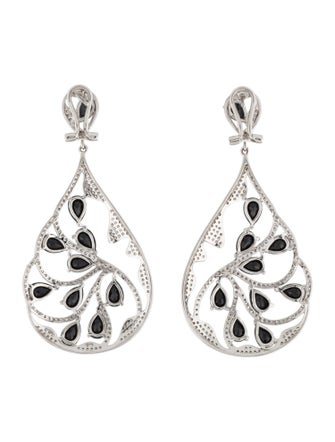 Earrings 14K Diamond, Black, Sapphire, & Spinel Drop Earrings