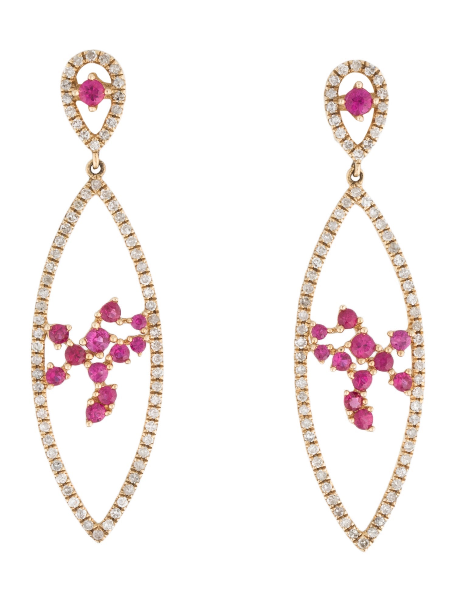 Earrings 14K Ruby & Diamond Drop