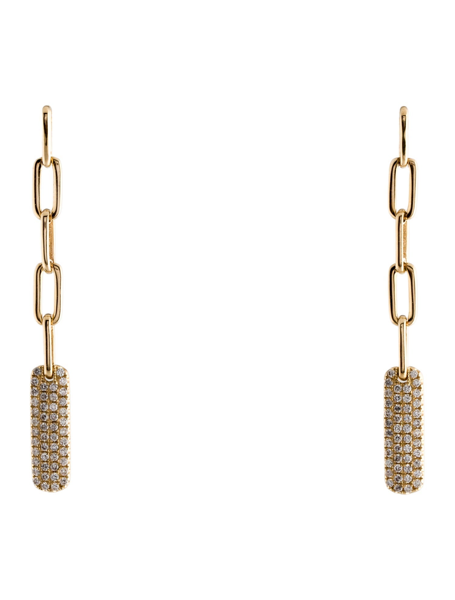 Earrings 14K Diamond Pave Link Drop