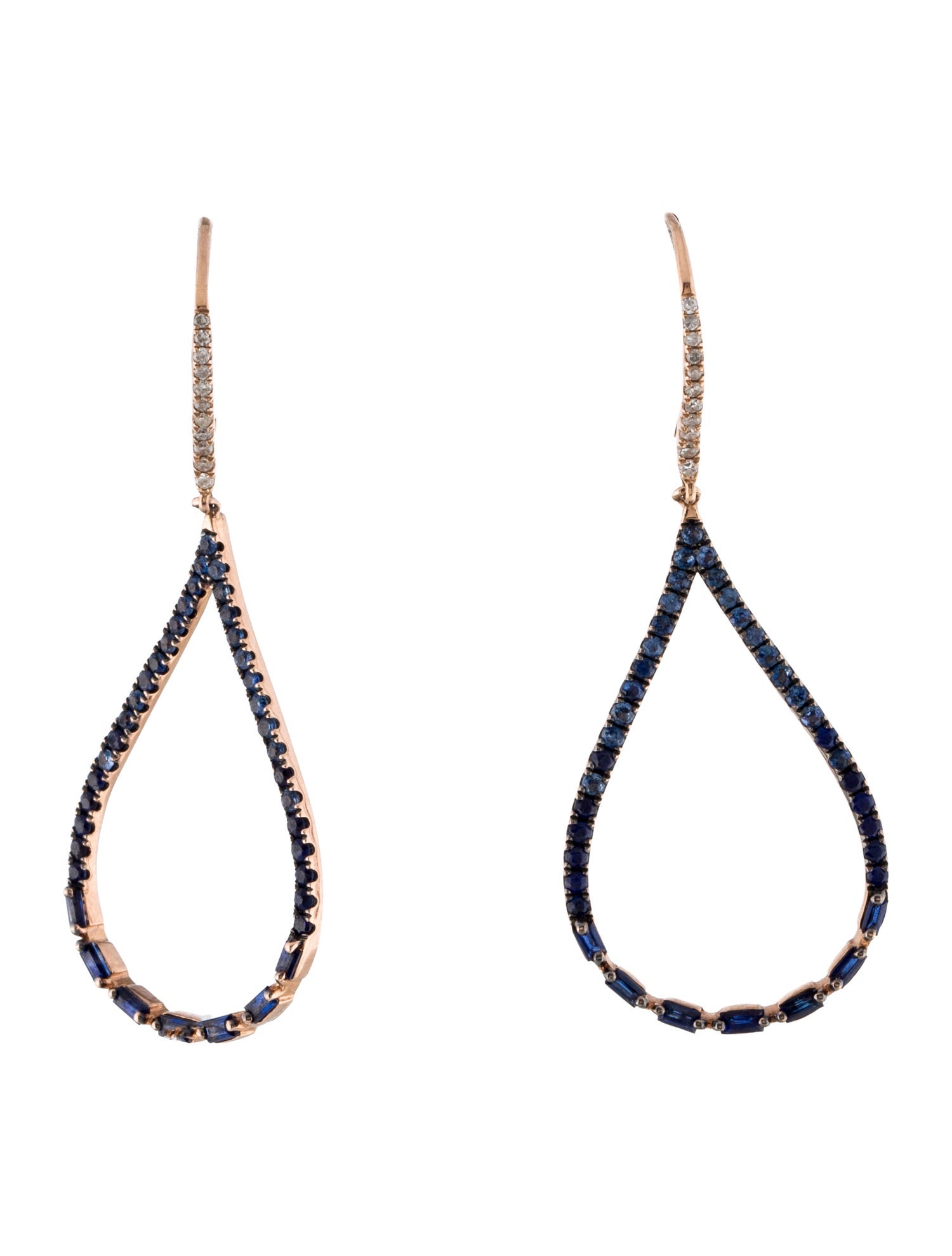 Earrings 14K 1.03ctw Sapphire & Diamond Drop Earrings