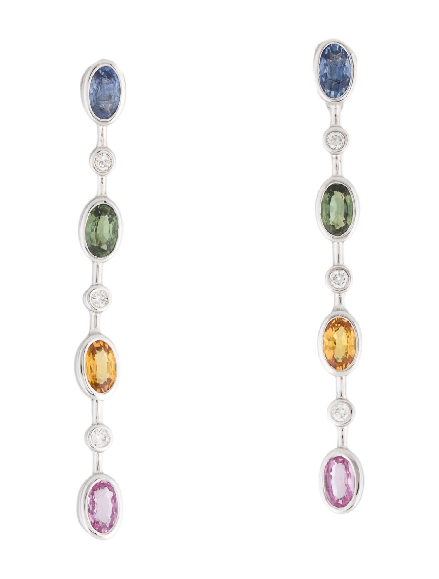 Earrings 14K Sapphire & Diamond Drop Earrings