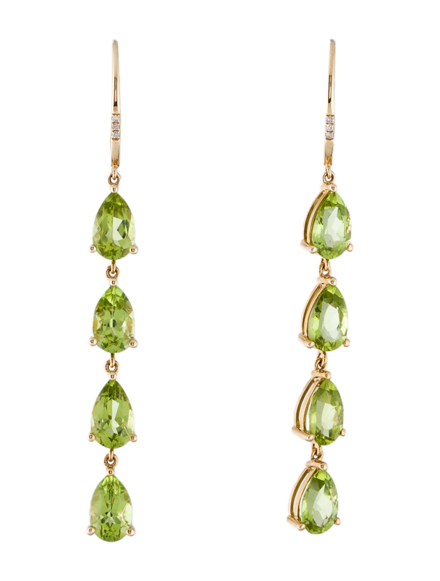 Earrings 14K Peridot & Diamond Drop Earrings