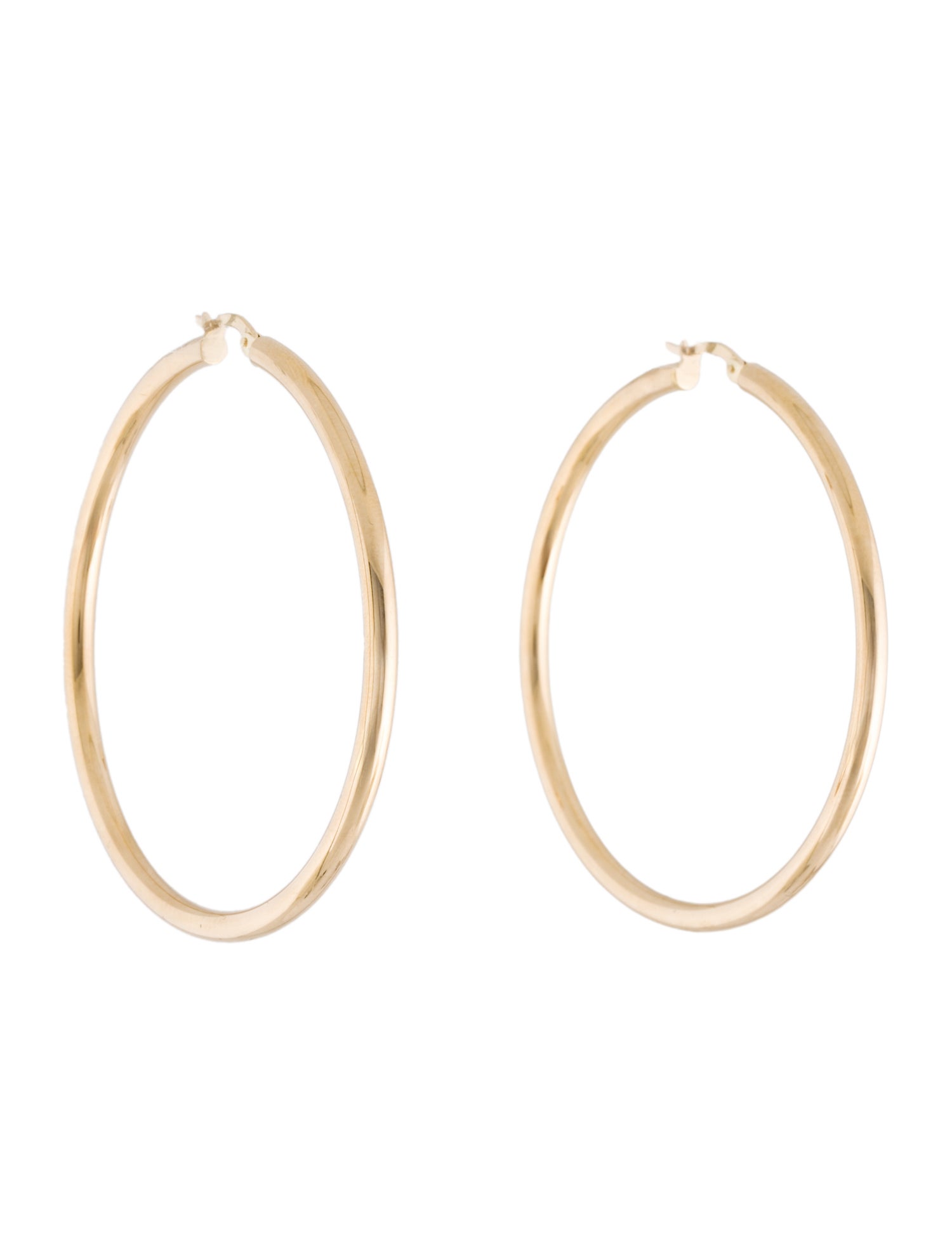 Earrings 14K Hollow Tube Drop Hoop Earrings