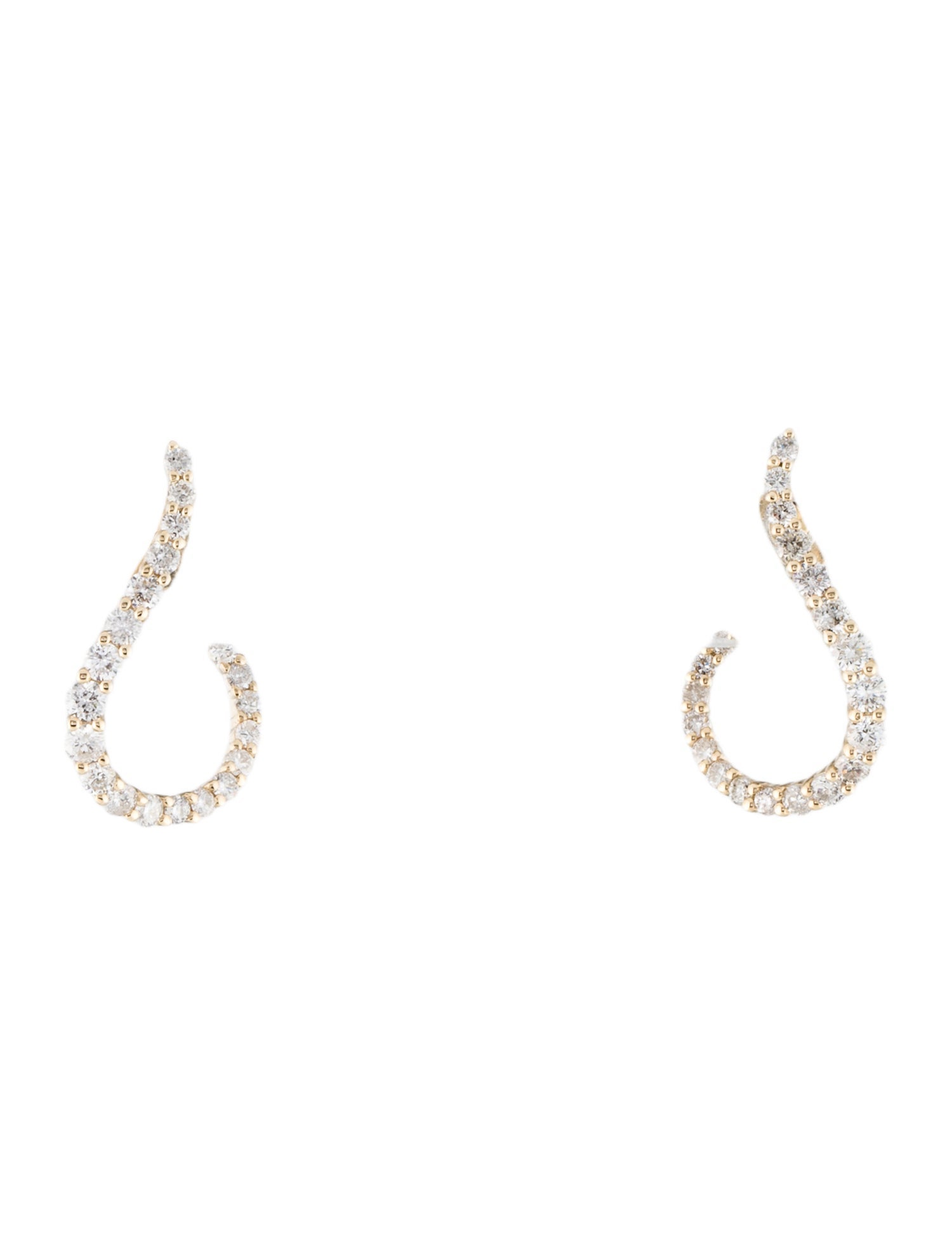 Earrings 14K Diamond Curved Drop Stud