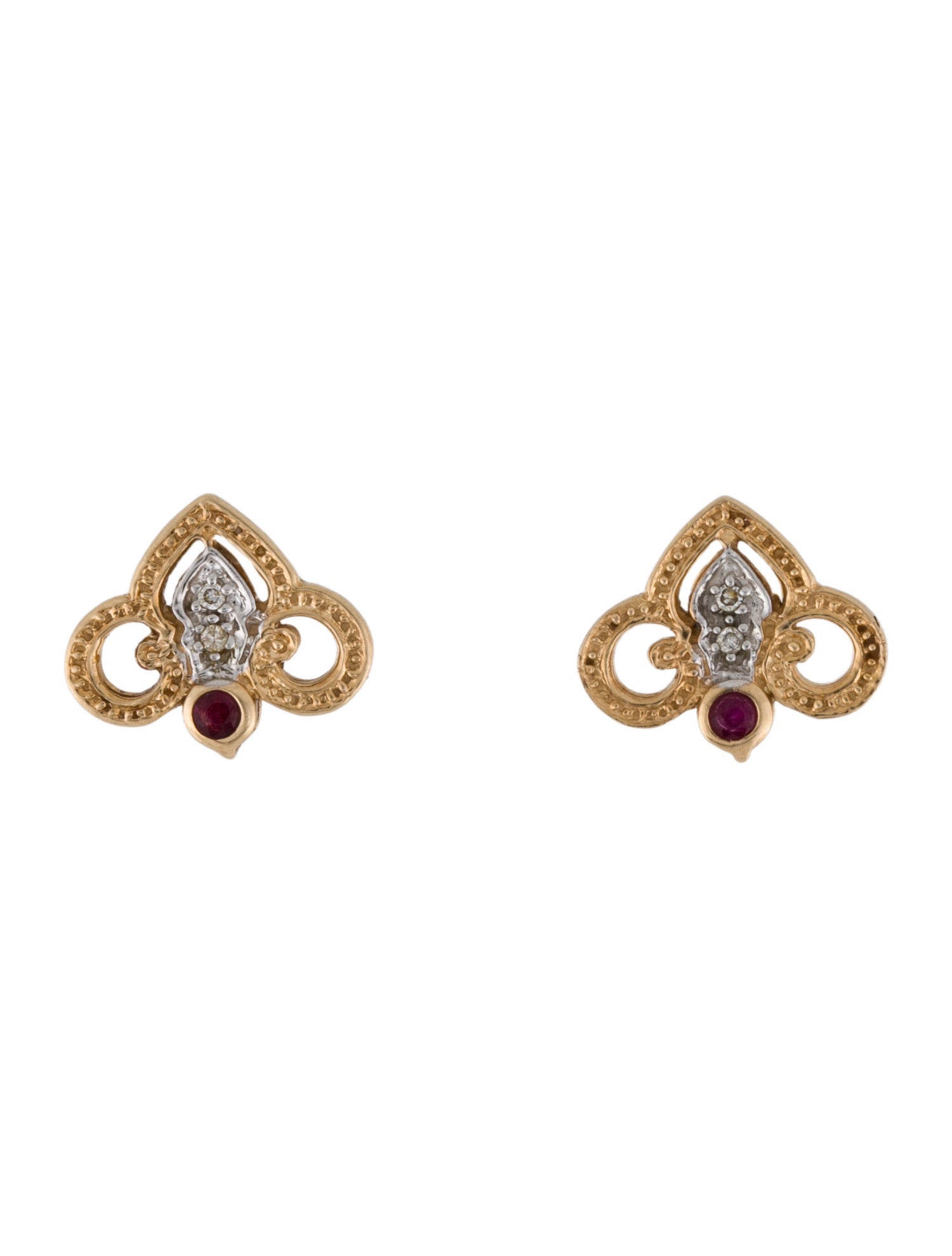 Earrings 14K Ruby & Diamond Stud Earrings