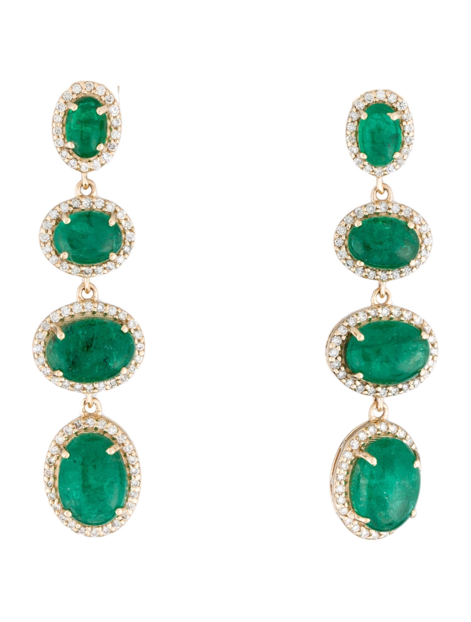 Earrings 14K 8.93ctw Emerald & Diamond Drop Earrings