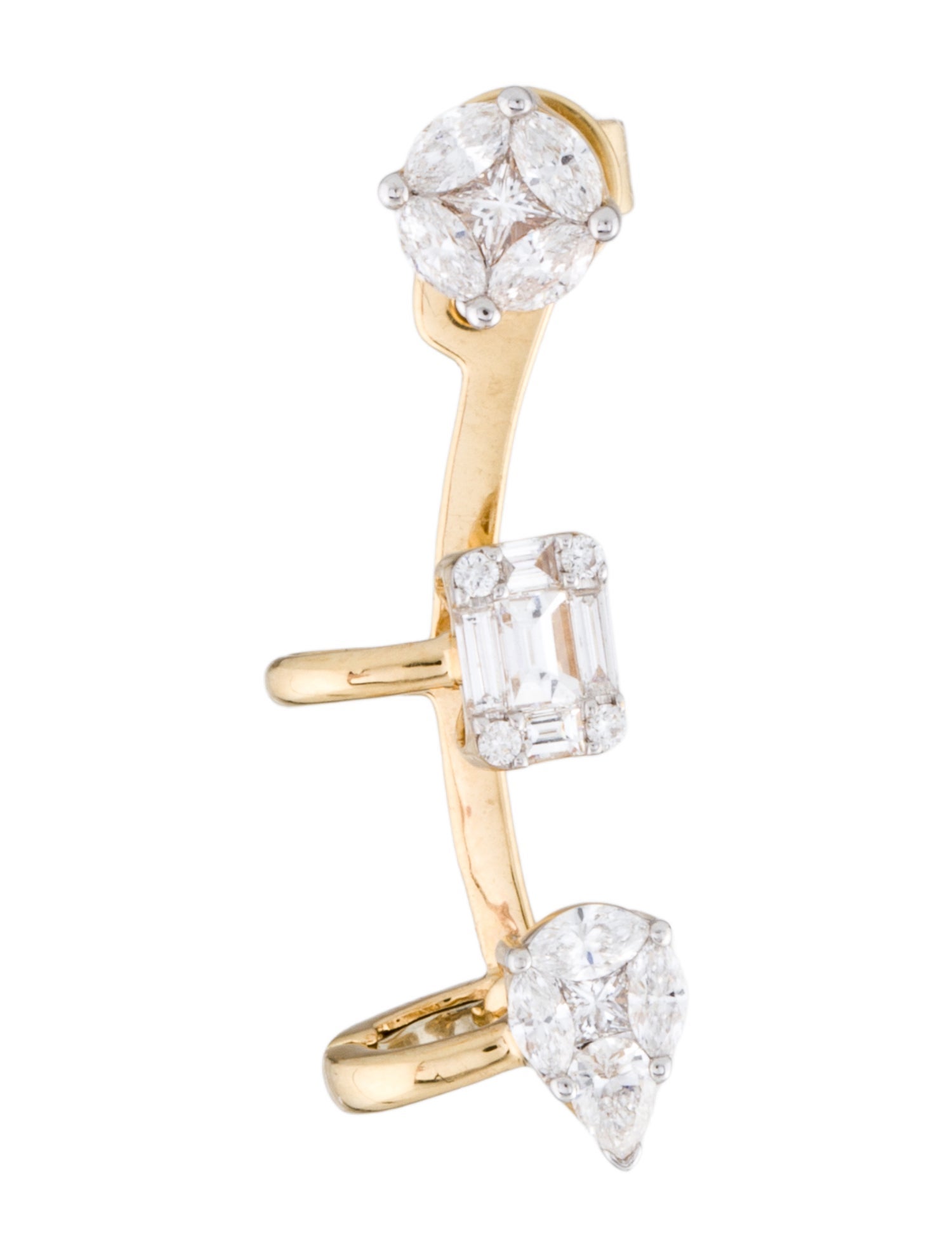 Earrings 18K 1.06ctw Diamond Mosaic Earclimber